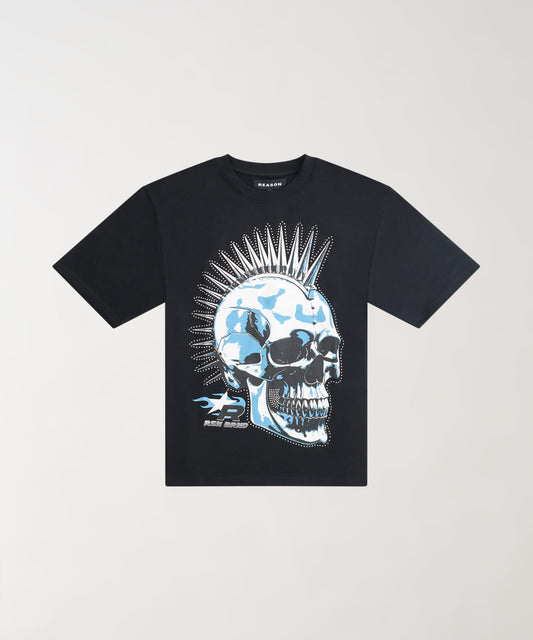 Kids Skull Rhinestone Short Sleeve Tee - Blue | Reason Clothing New
