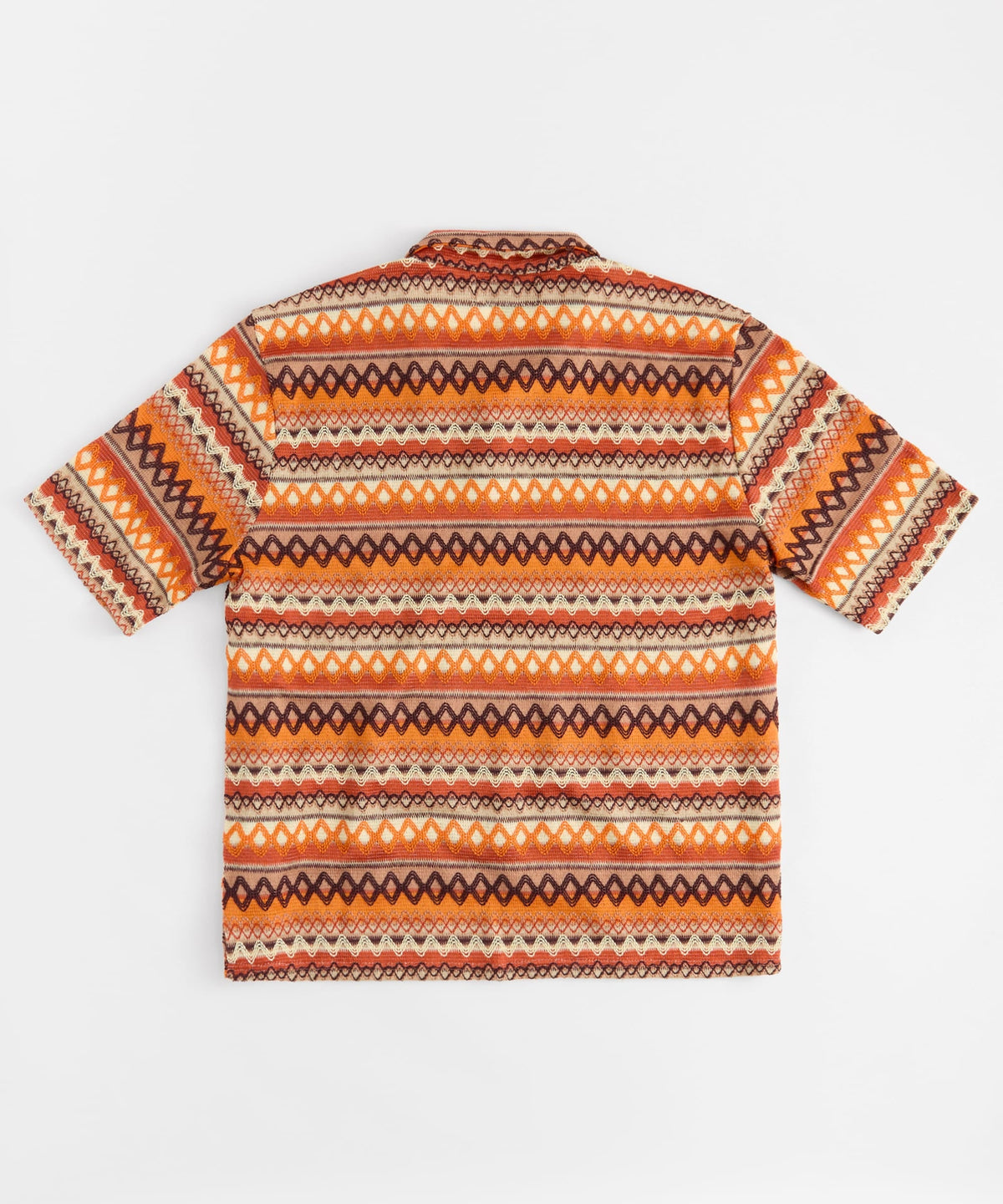 Kids Retro Jacquard Button-Down Short Sleeve Polo Shirt - Brown | Reason Clothing Value