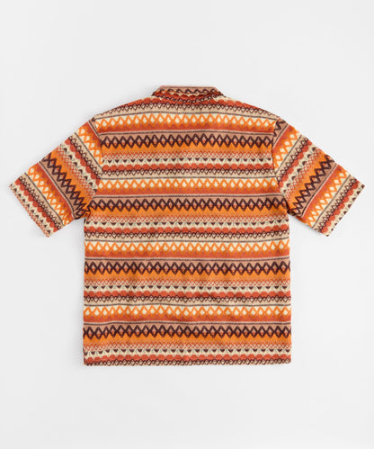 Kids Retro Jacquard Button-Down Short Sleeve Polo Shirt - Brown | Reason Clothing Value