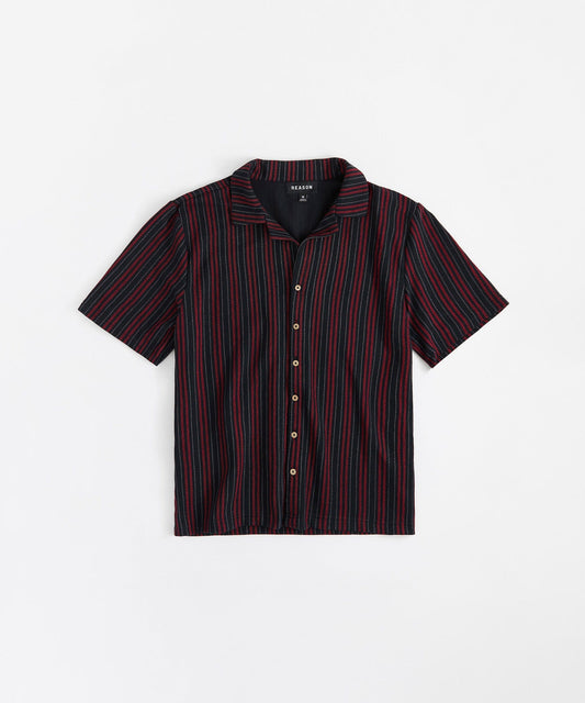Kids Nightshift Jacquard Button Down Short Sleeve Knit Shirt - Black | Reason Clothing Everyday
