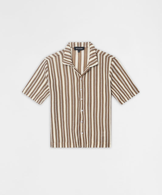 Knitted Button Down Shirt - Brown | Reason Clothing Recommended