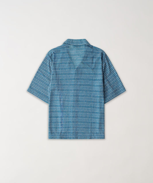 Textured Streamlined Button Down Shirt - Blue | Reason Clothing Discount