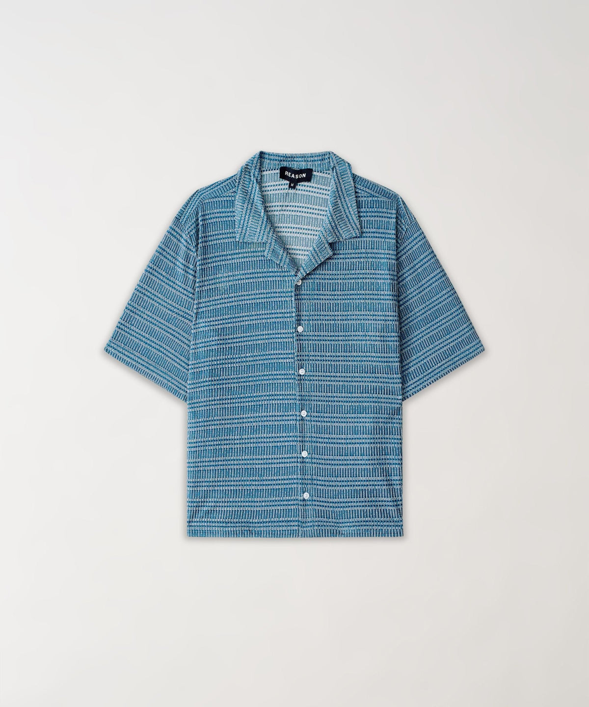 Textured Streamlined Button Down Shirt - Blue | Reason Clothing Discount