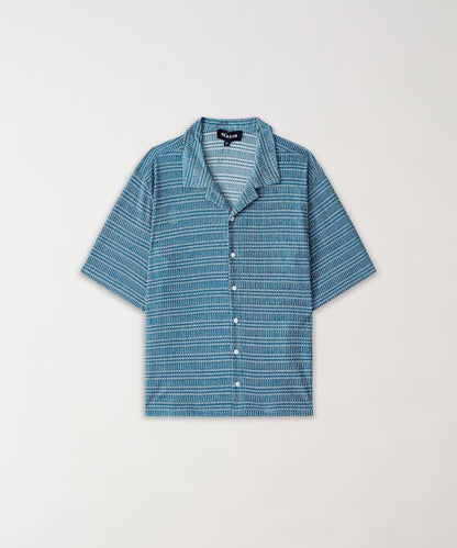 Textured Streamlined Button Down Shirt - Blue | Reason Clothing Discount