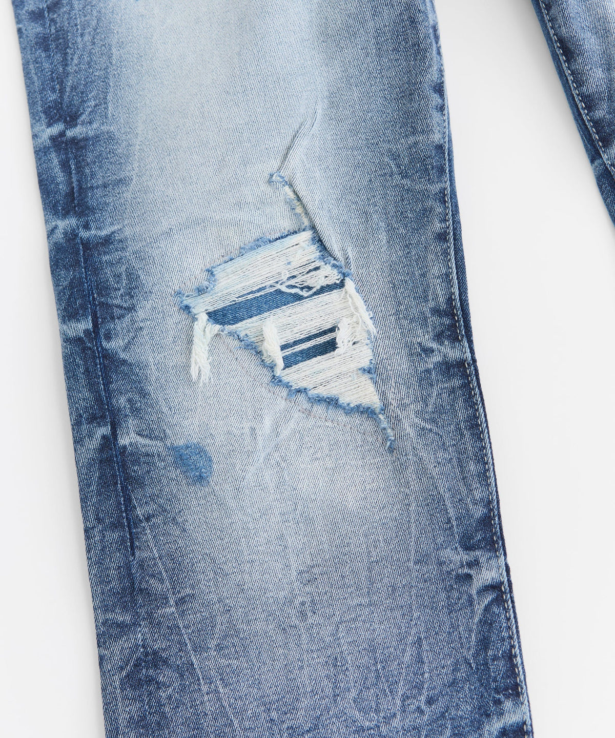 Wrinkled Wash Distressed Skinny Jeans - Medium Blue | Reason Clothing Exclusive