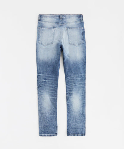 Wrinkled Wash Distressed Skinny Jeans - Medium Blue | Reason Clothing Exclusive