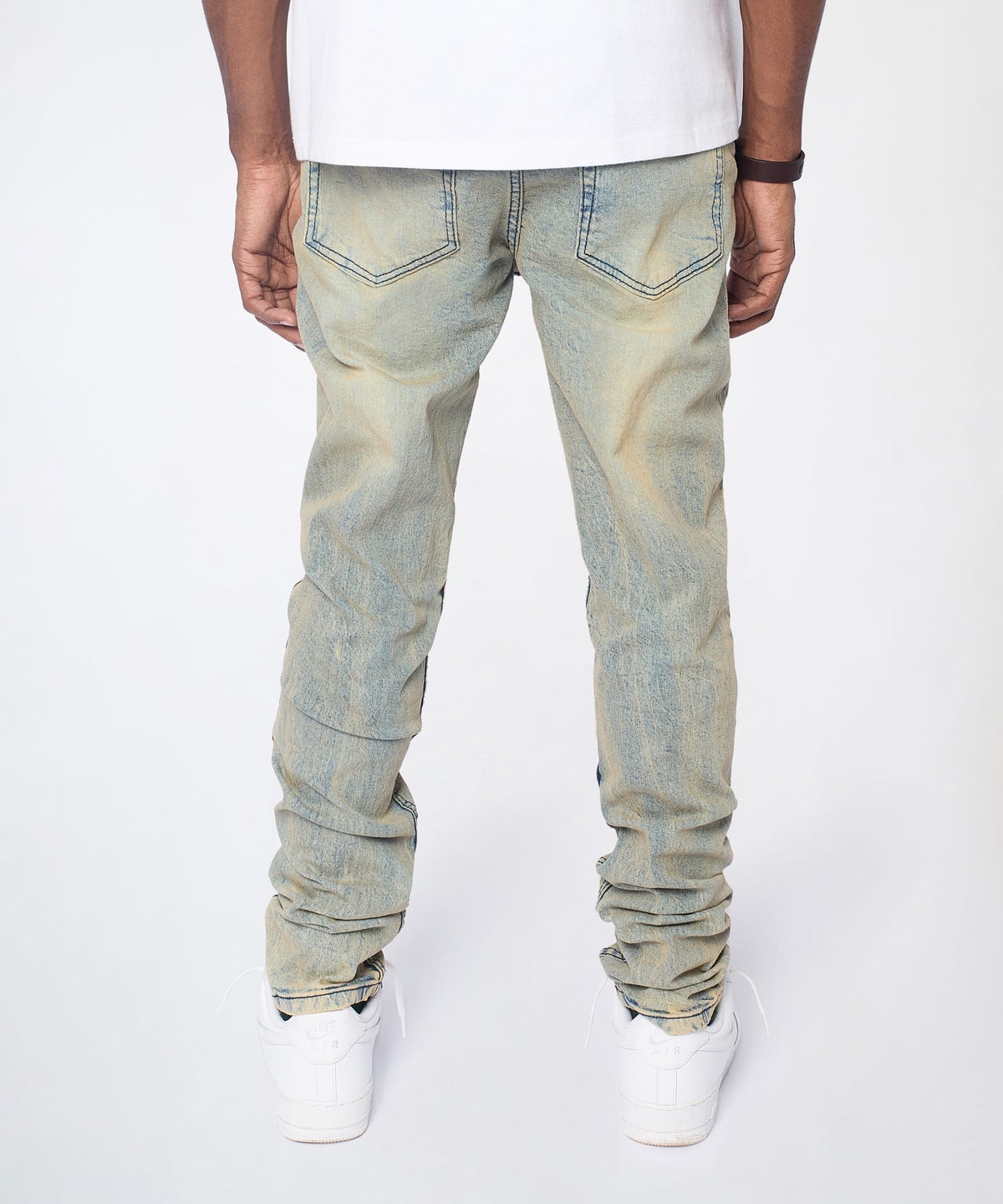 Ladder Distressed Studded Skinny Jean - Blue | Reason Clothing Everyday