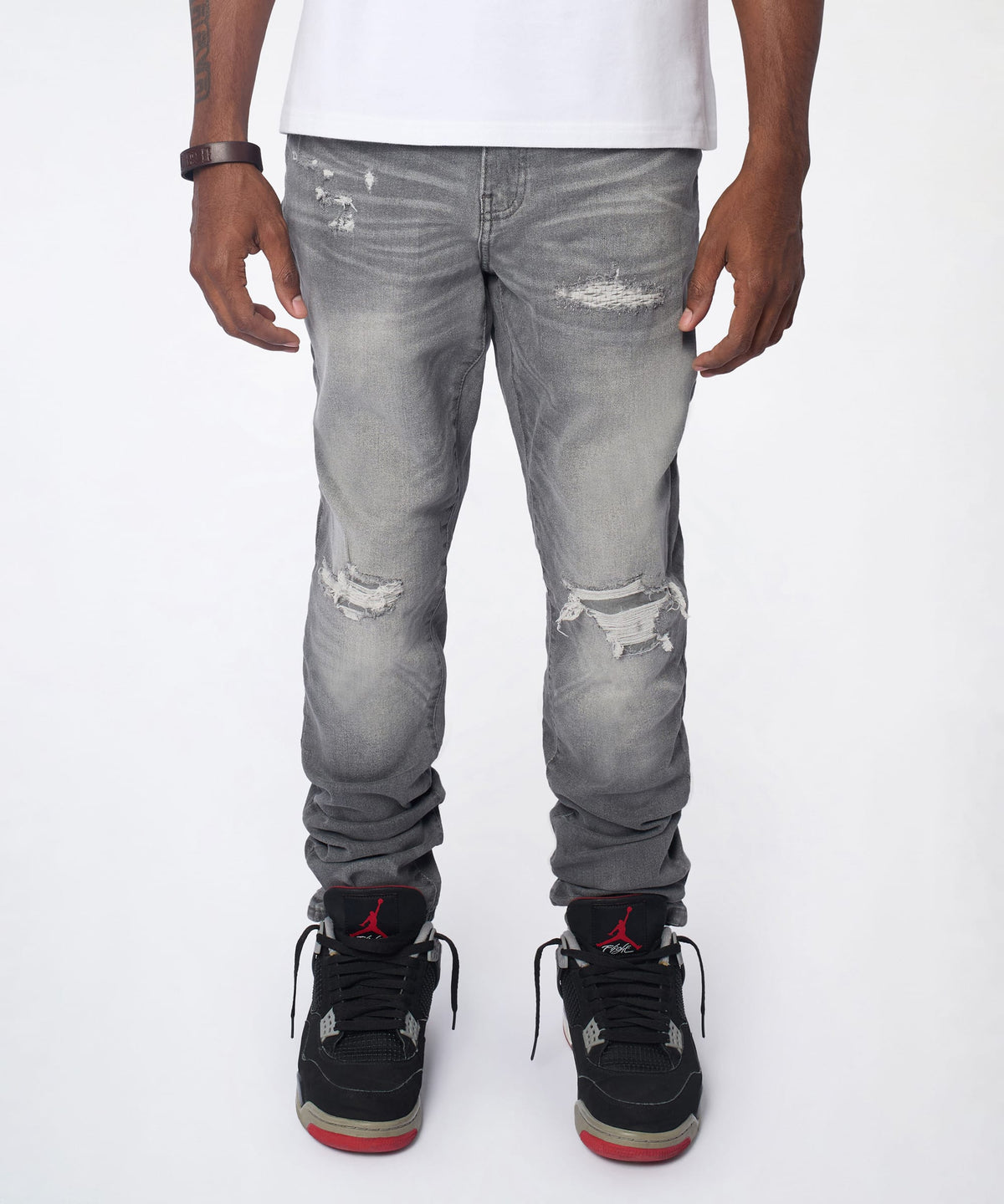 Fade Away Distressed Skinny Jeans - Grey | Reason Clothing Best Price