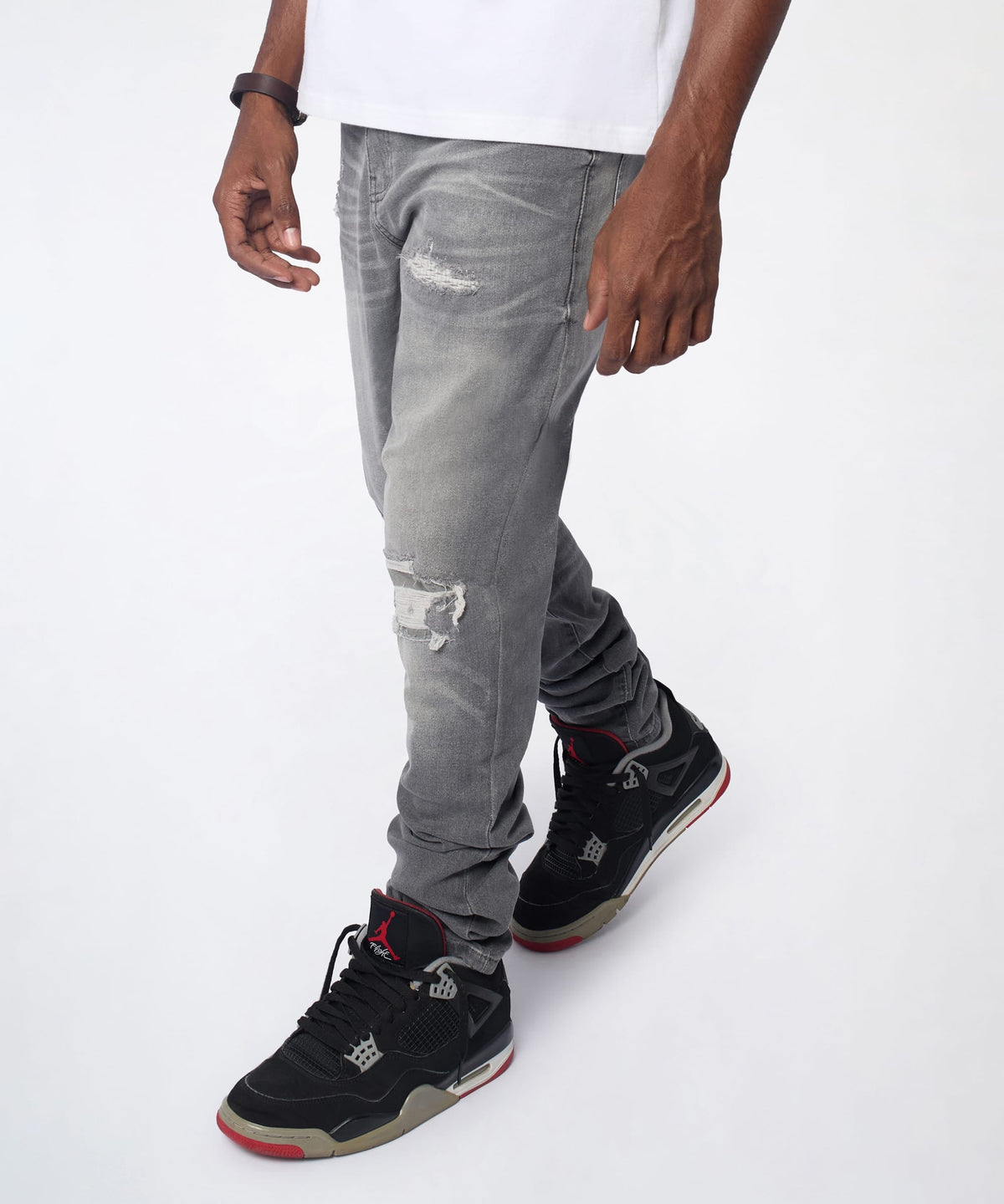 Fade Away Distressed Skinny Jeans - Grey | Reason Clothing Best Price