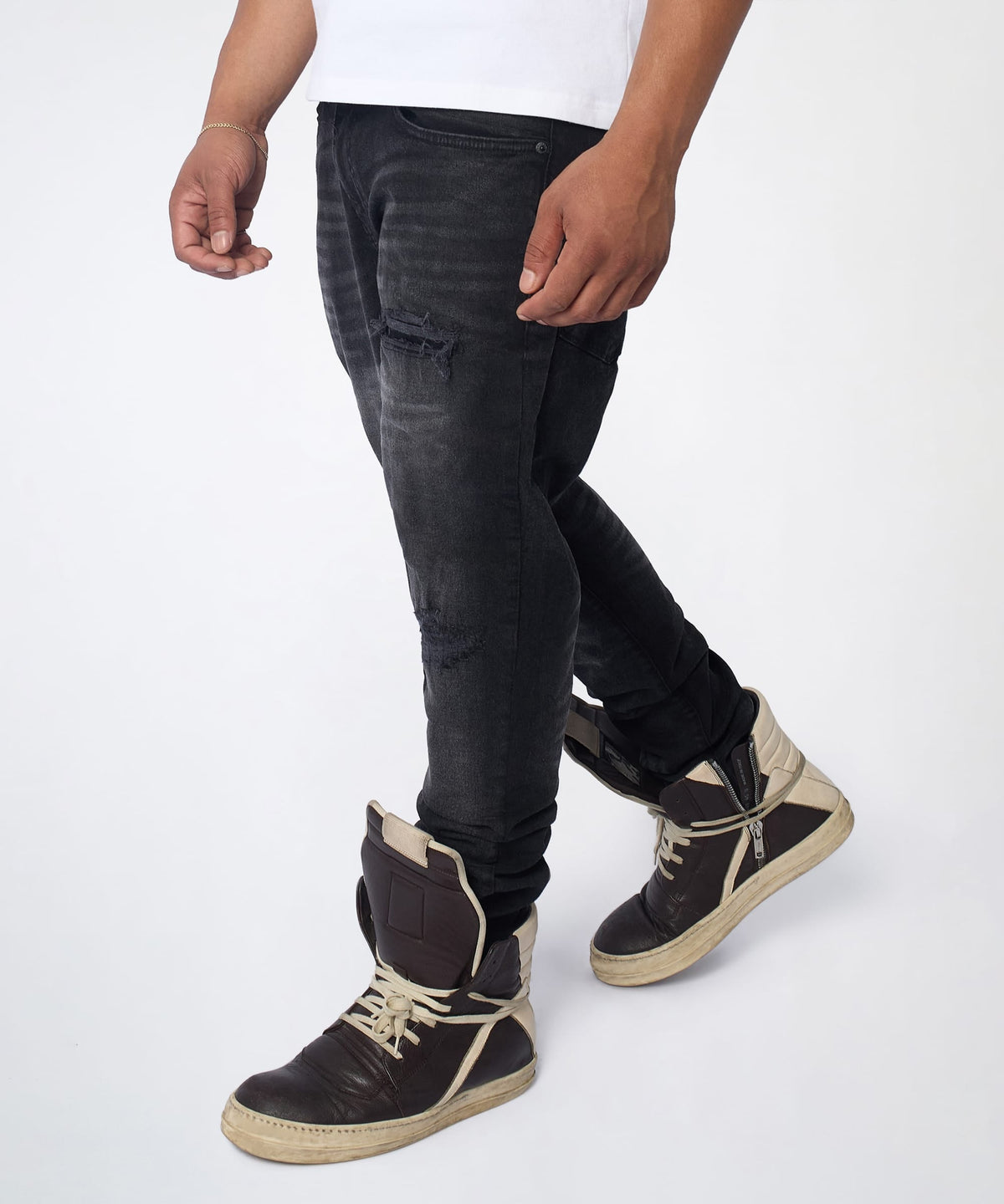 Midnight Distressed Skinny Jeans - Black | Reason Clothing Discount