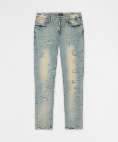 Vintage Distressed Skinny Jeans - Light Blue | Reason Clothing Discount