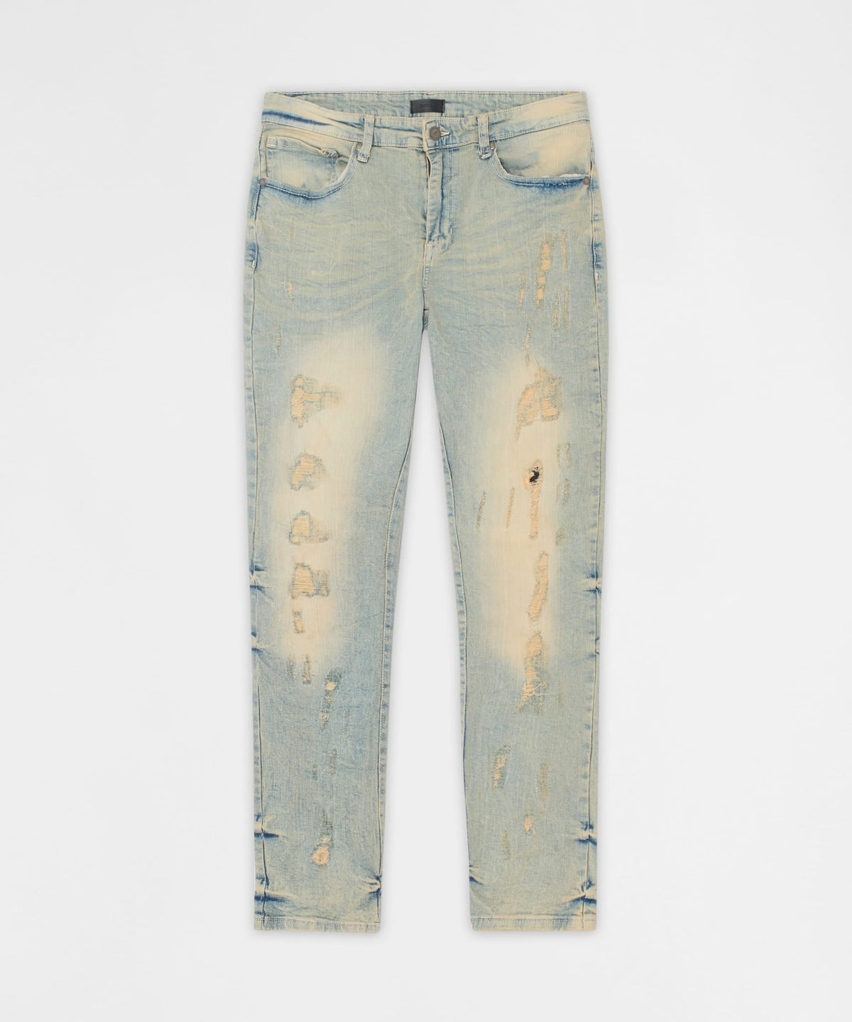 Ladder Distressed Skinny Jeans - Light Blue | Reason Clothing Best Price