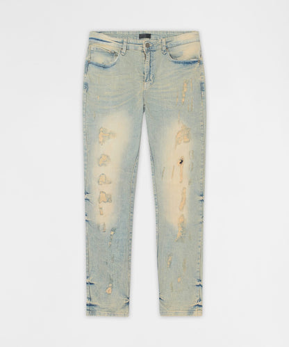 Ladder Distressed Skinny Jeans - Light Blue | Reason Clothing Best Price