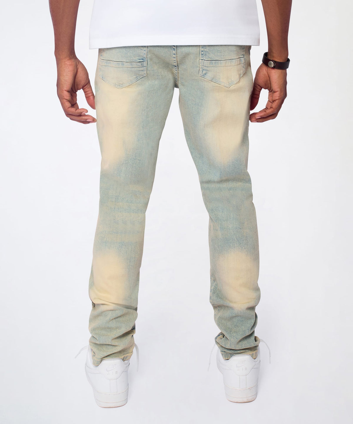 Ladder Distressed Skinny Jeans - Light Blue | Reason Clothing Best Price