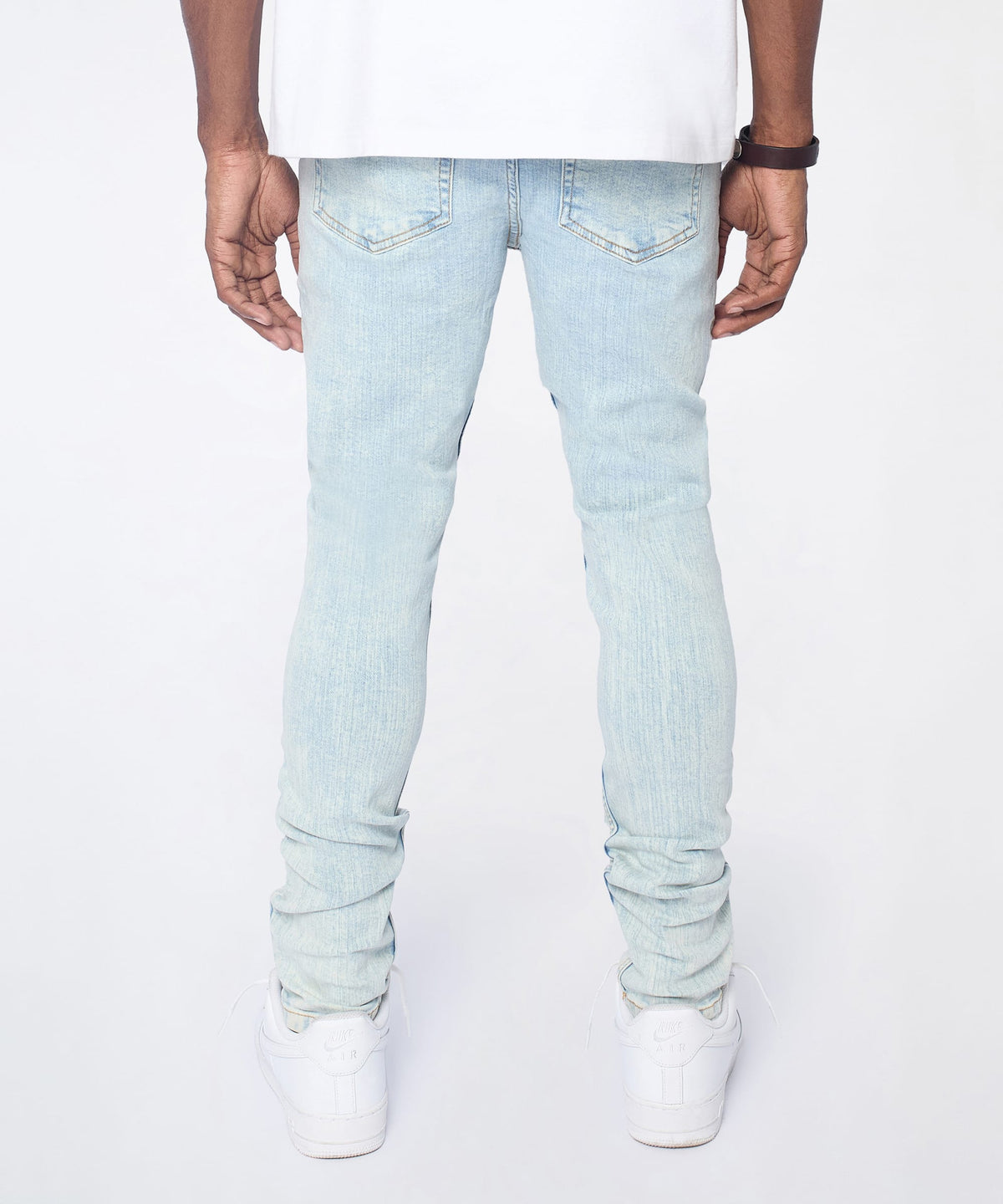 Light Wash Distressed Skinny Jeans - Light Blue | Reason Clothing Everyday