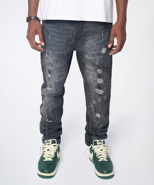 Crinkle Wash Distressed Skinny Jeans - Black | Reason Clothing Essential