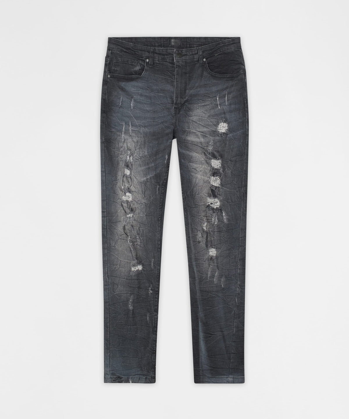Crinkle Wash Distressed Skinny Jeans - Black | Reason Clothing Essential