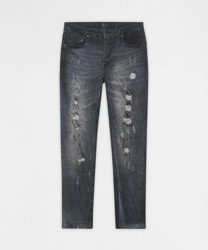 Crinkle Wash Distressed Skinny Jeans - Black | Reason Clothing Essential