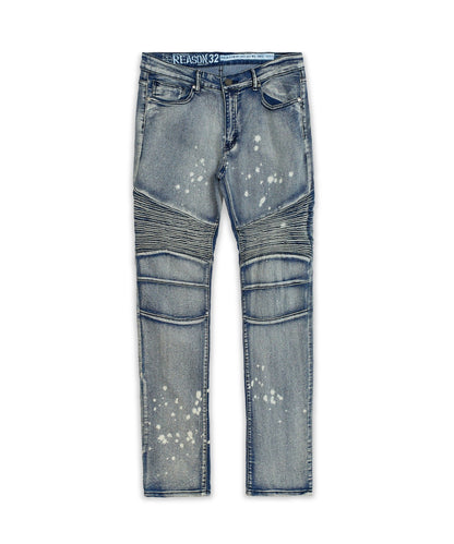Splatter Moto Plus Size Skinny Jeans - Blue | Reason Clothing Featured