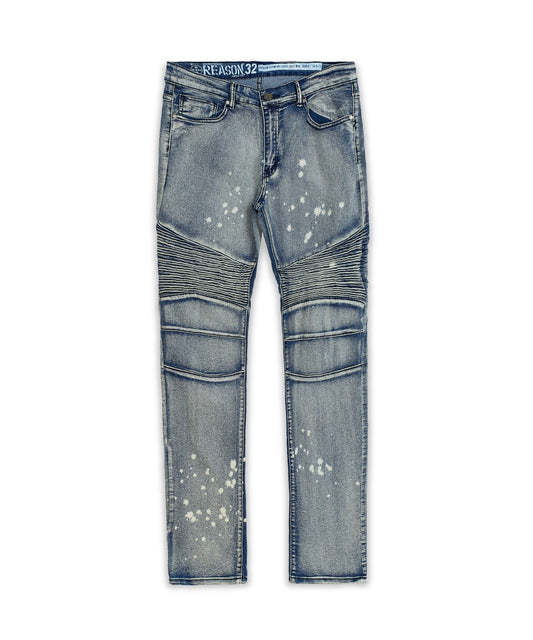 Splatter Moto Plus Size Skinny Jeans - Blue | Reason Clothing Featured