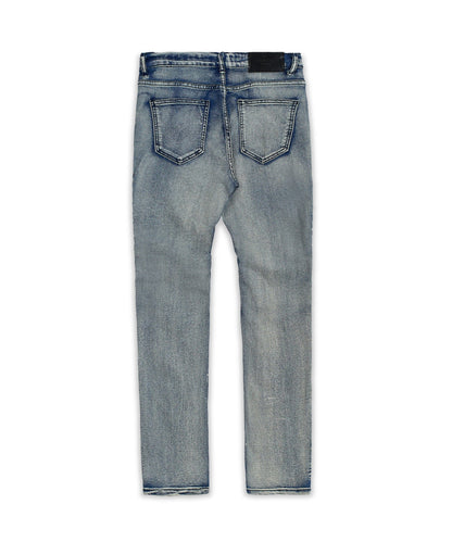 Splatter Moto Plus Size Skinny Jeans - Blue | Reason Clothing Featured