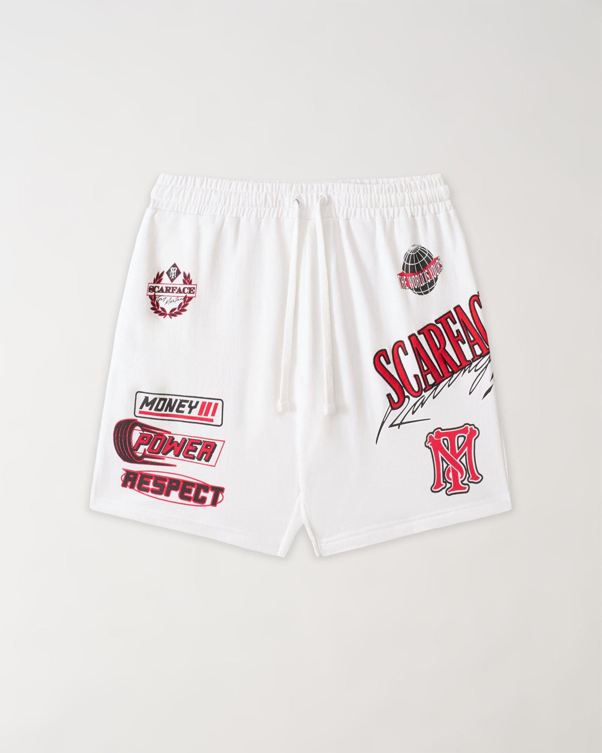 Scarface Applique Racing Short - White | Reason Clothing Discount