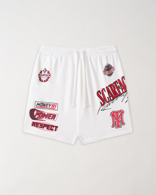 Scarface Applique Racing Short - White | Reason Clothing Discount