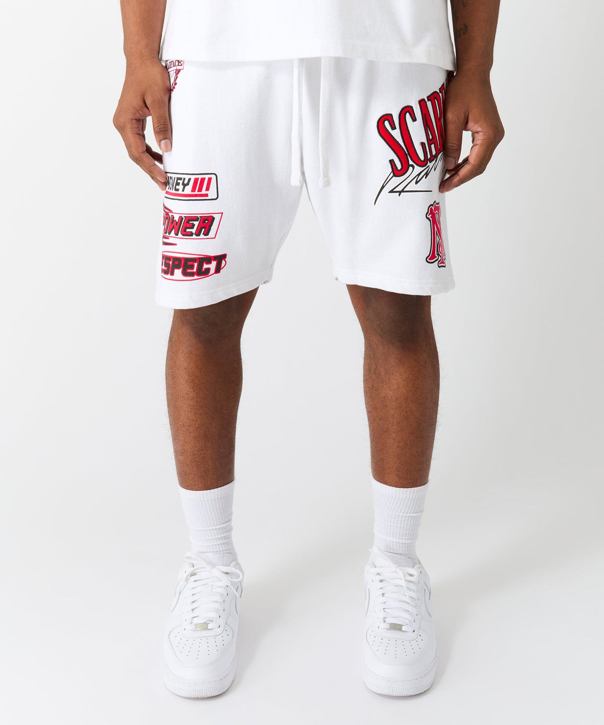 Scarface Applique Racing Short - White | Reason Clothing Discount
