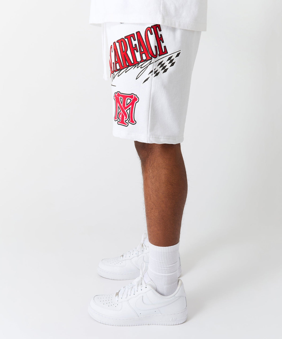 Scarface Applique Racing Short - White | Reason Clothing Discount