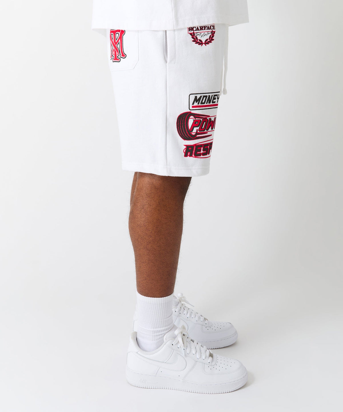 Scarface Applique Racing Short - White | Reason Clothing Discount