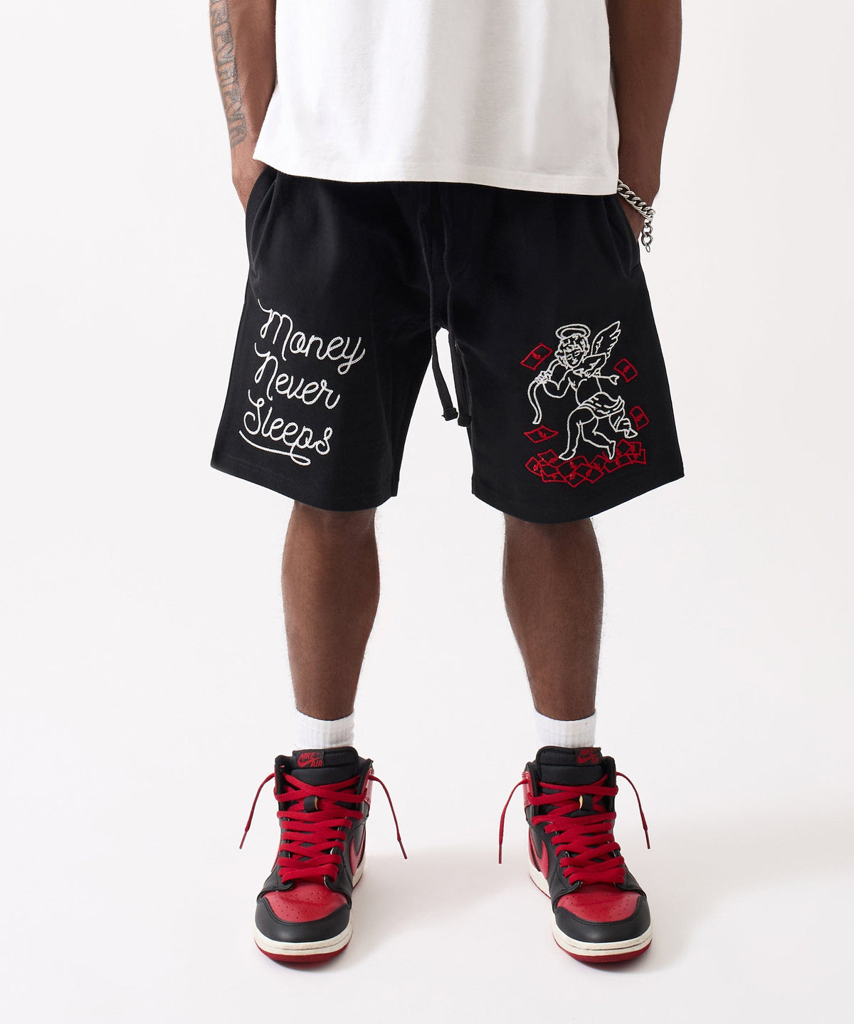 Plus Size Paper Chaser Embroidery Shorts - Black | Reason Clothing Trending