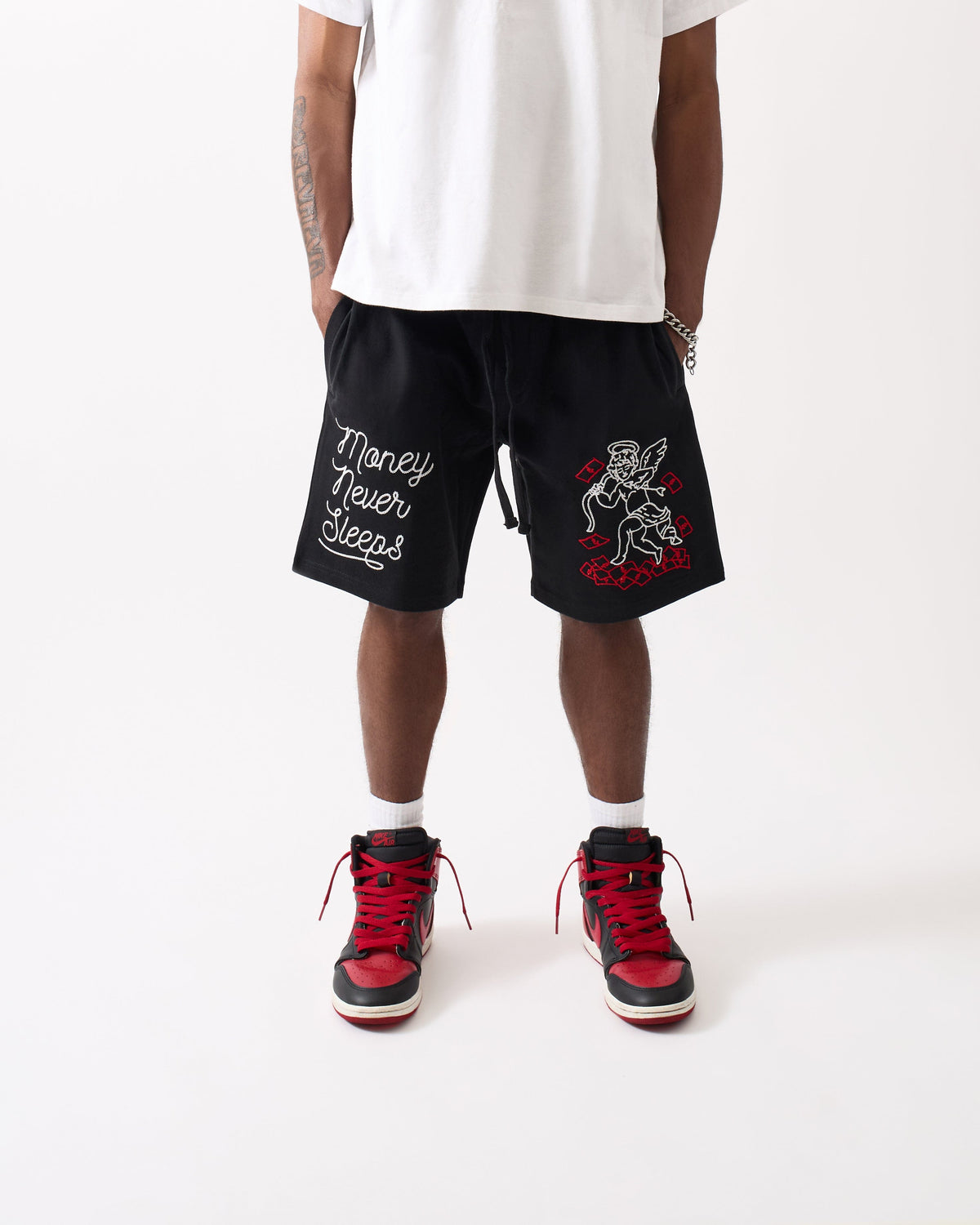 Plus Size Paper Chaser Embroidery Shorts - Black | Reason Clothing Trending