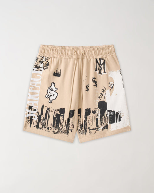 Scarface Applique Fleece Short - Khaki | Reason Clothing Essential