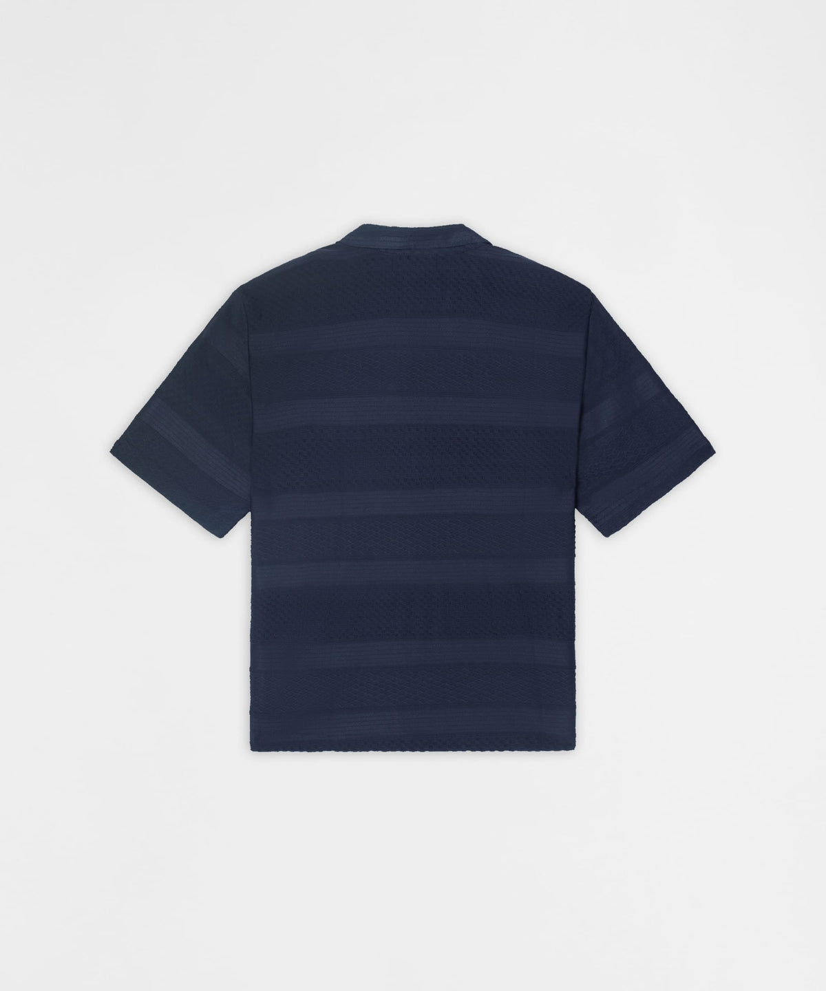Vertical Jacquard Knit Short Sleeve Polo Shirt - Navy | Reason Clothing Value