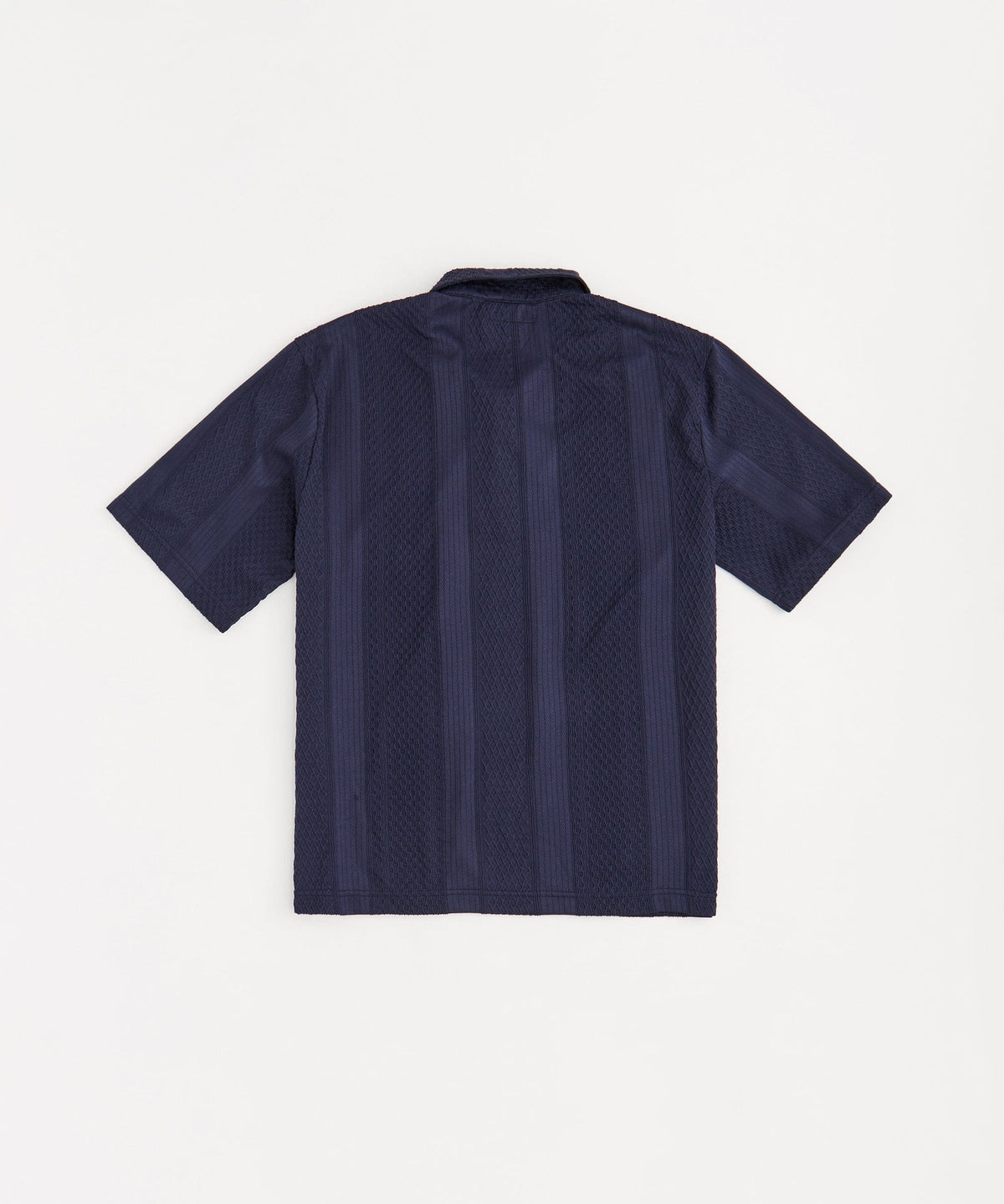 Vertical Jacquard Knit Short Sleeve Polo Shirt - Navy | Reason Clothing Value