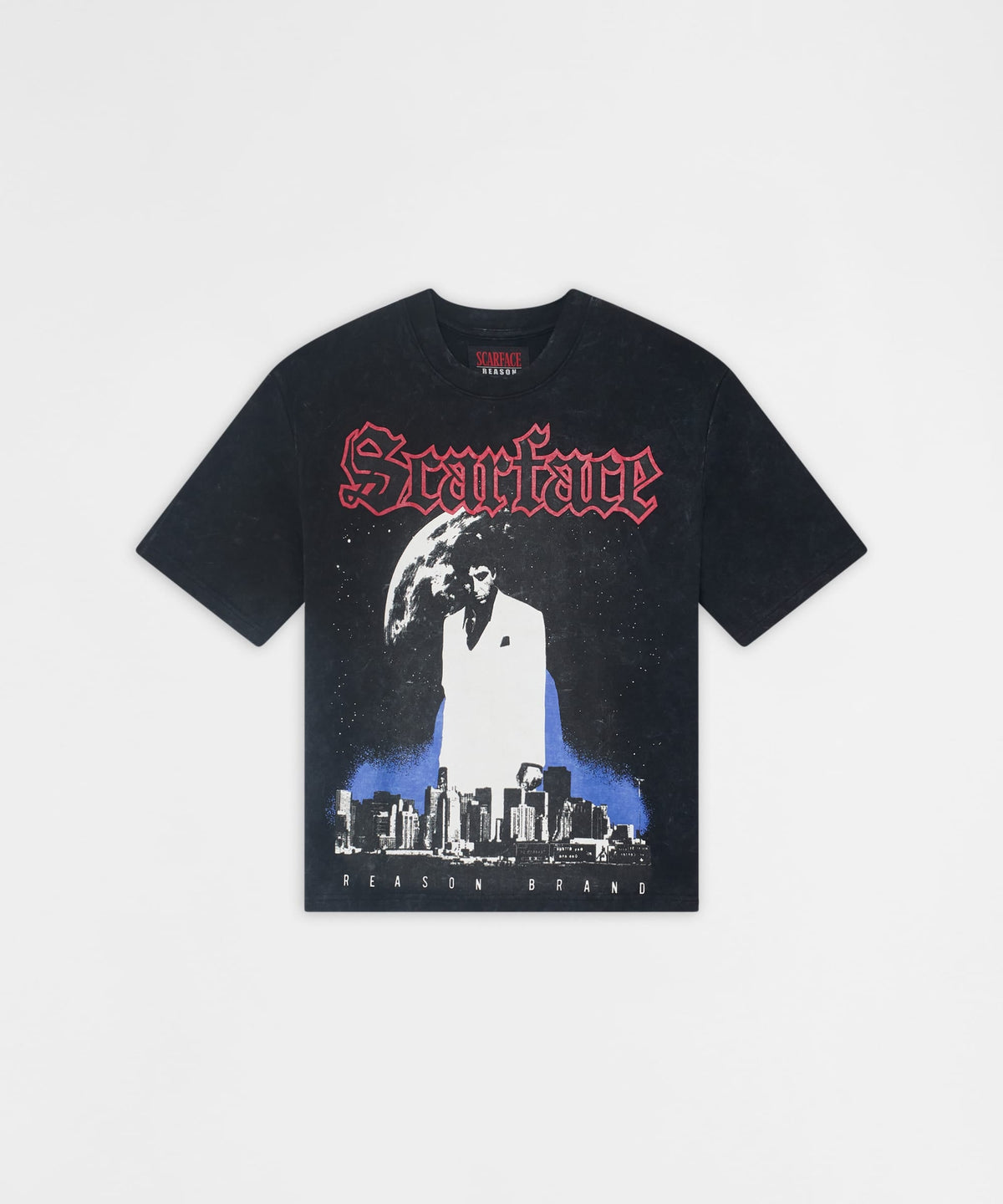 Scarface City Skyline Washed Tee - Black | Reason Clothing Discount