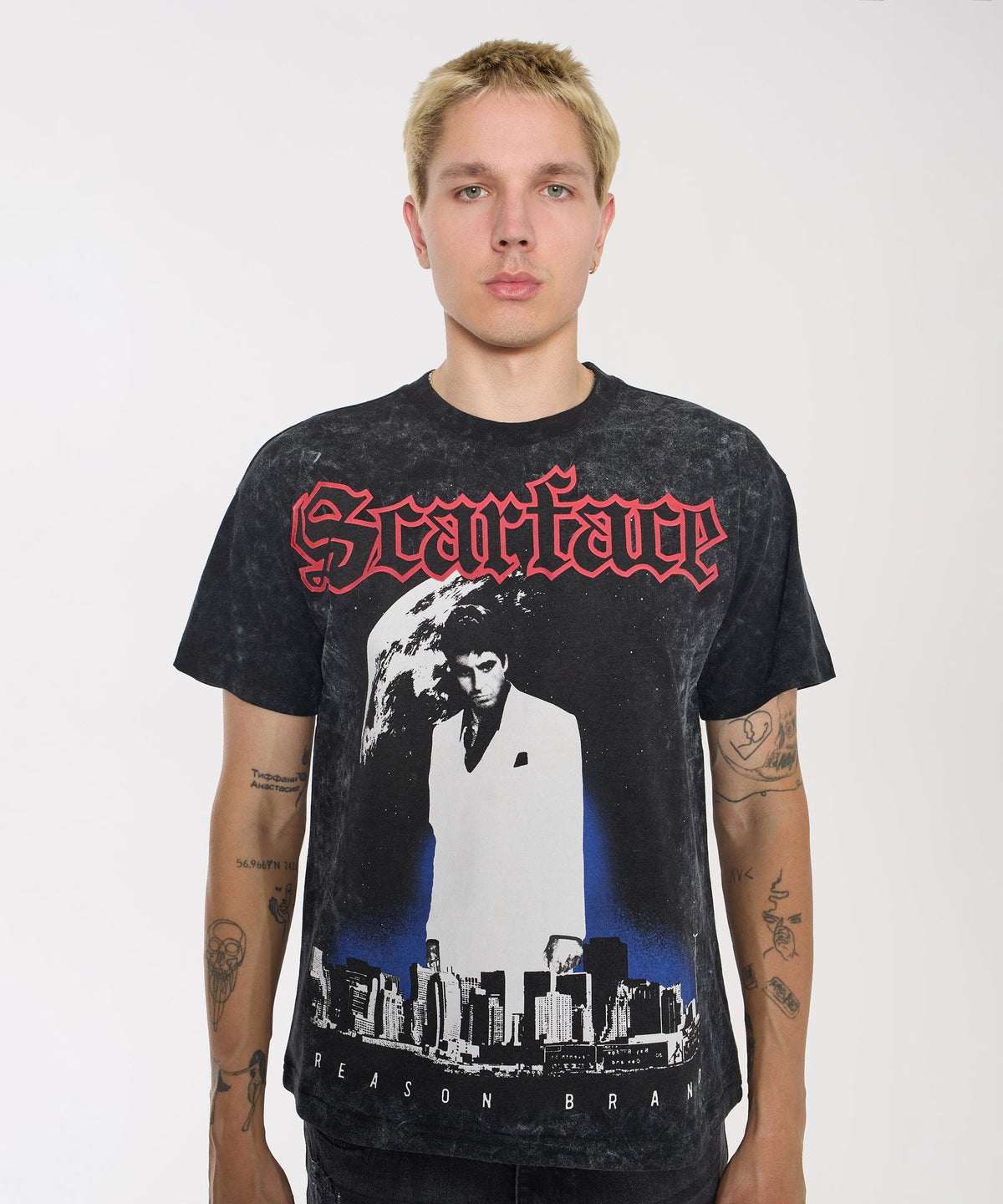 Scarface City Skyline Washed Tee - Black | Reason Clothing Discount