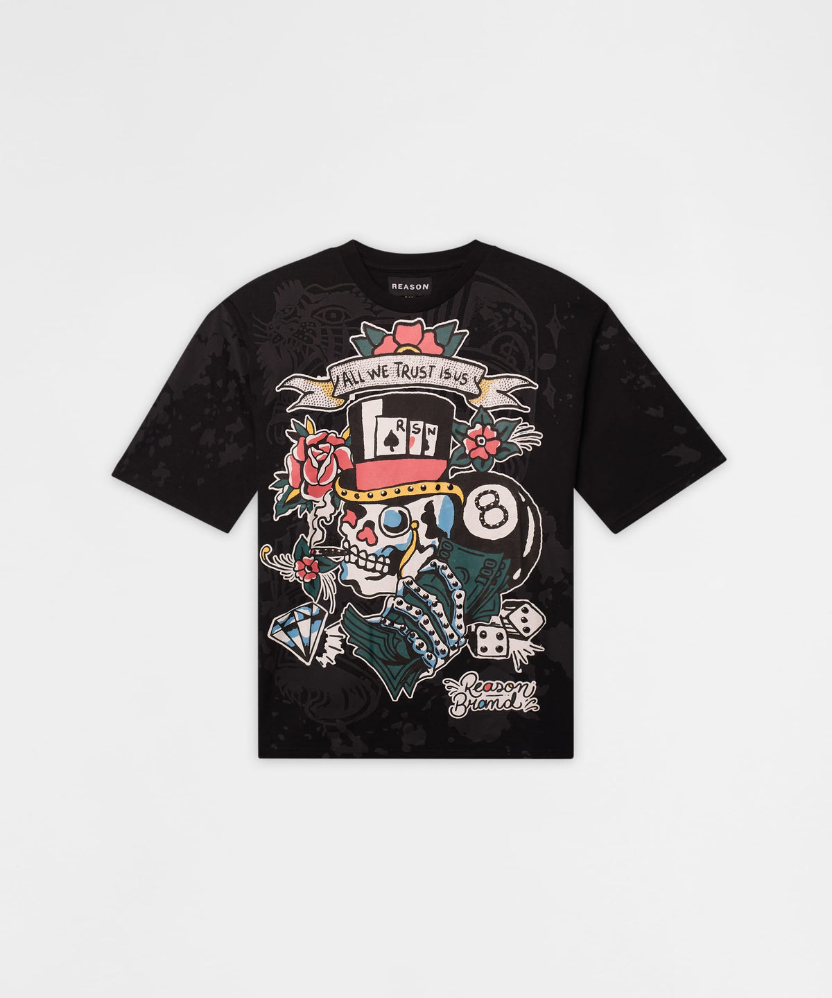Monocle Rhinestone Tee - Black | Reason Clothing Latest
