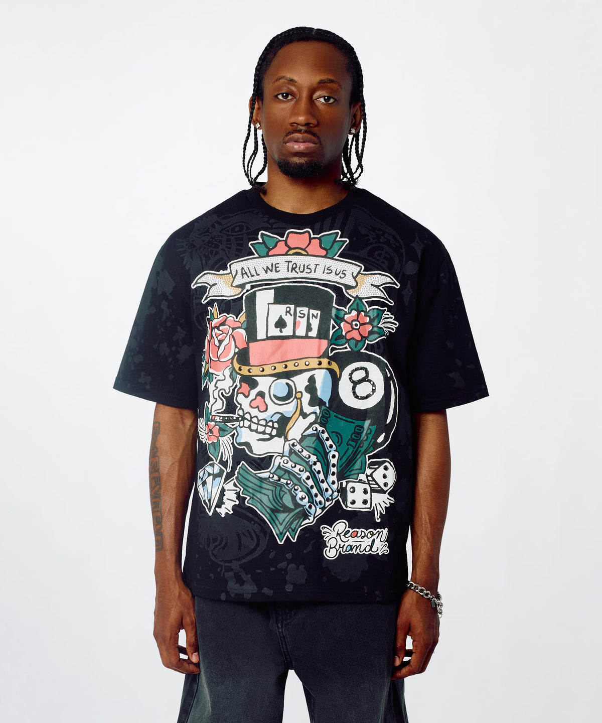 Monocle Rhinestone Tee - Black | Reason Clothing Latest