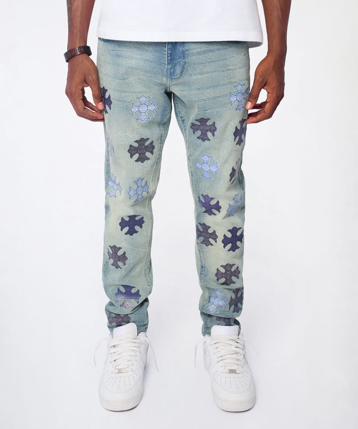 Gothic Cross Denim Pants - Light Blue | Reason Clothing Best Seller