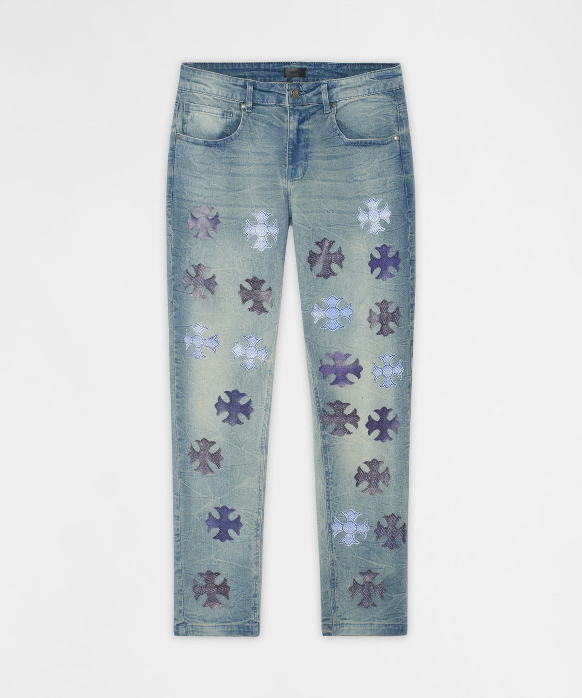 Gothic Cross Denim Pants - Light Blue | Reason Clothing Best Seller