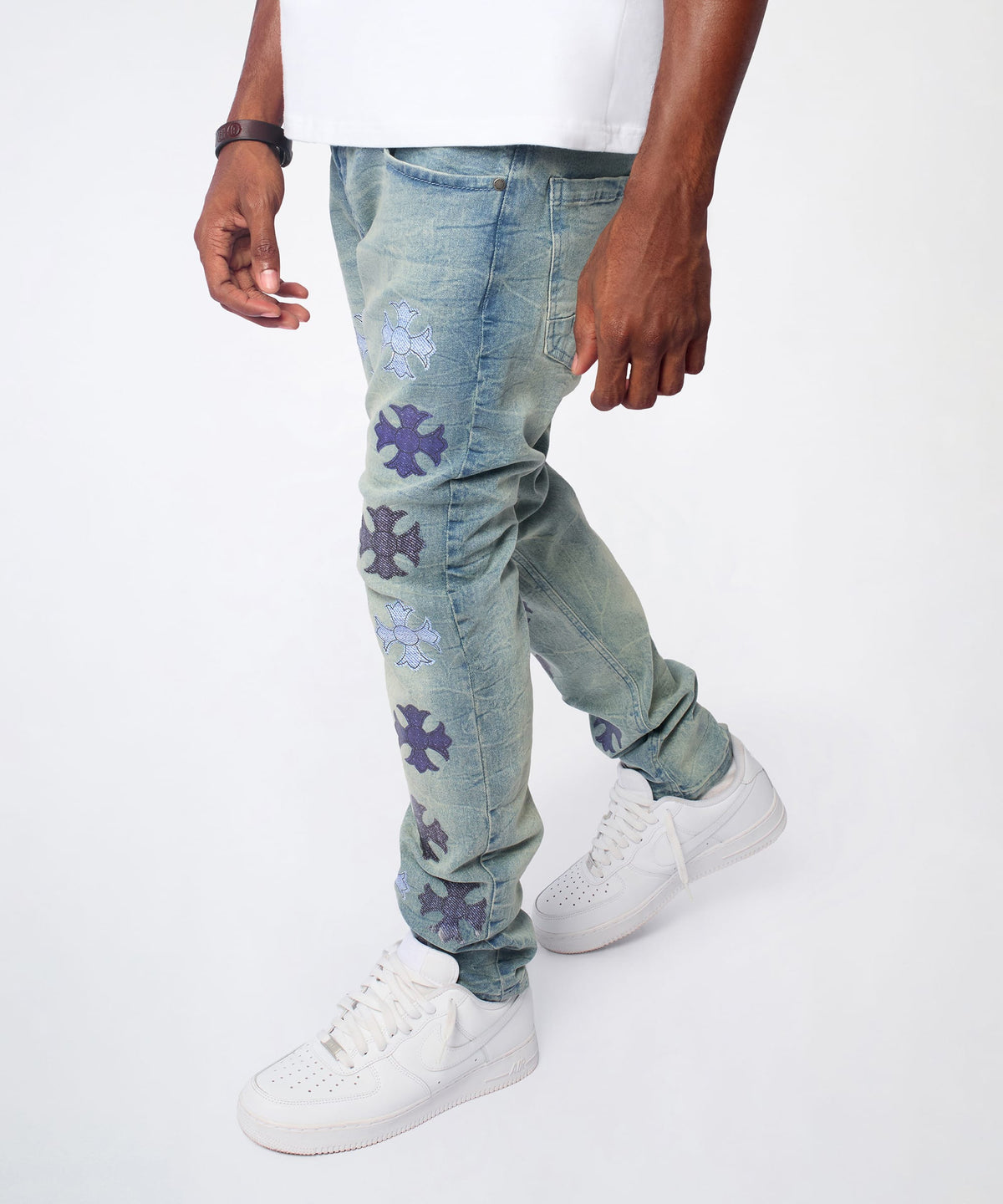Gothic Cross Denim Pants - Light Blue | Reason Clothing Best Seller