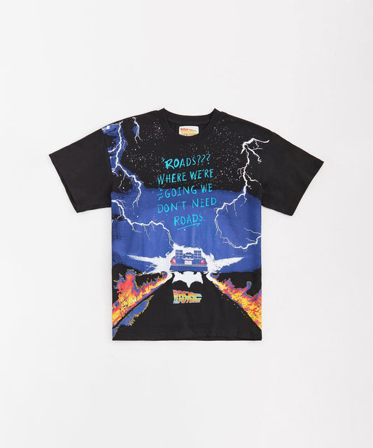 Back To The Future Roads Tee - Black | Reason Clothing Sale