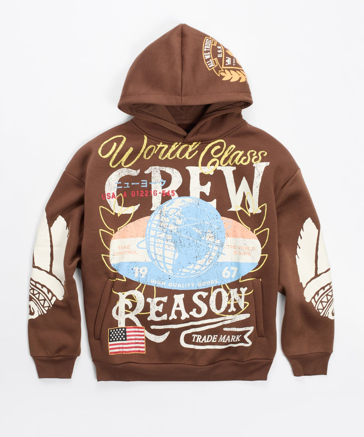 Kids World Class Crew Hoodie - Brown | Reason Clothing Smart Buy
