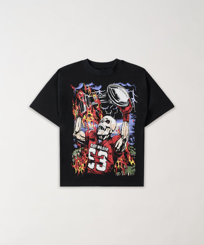 Kids Touchdown Front And Back Print Short Sleeve Tee - Black | Reason Clothing Premium