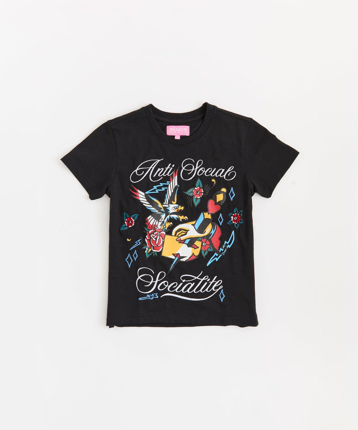 Anti Social Socialite Kid's Graphic Cropped Short Sleeve Tee - Black | Reason Clothing Discount