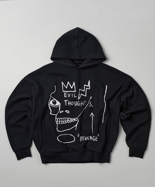 Plus Size Basquiat Evil Thoughts Hoodie - Black | Reason Clothing Recommended