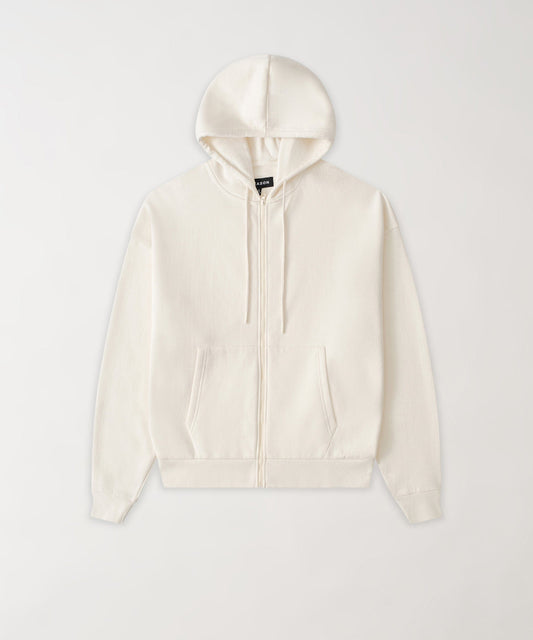 Essential Boxy Fit Zip Up Hoodie - Cream | Reason Clothing Popular