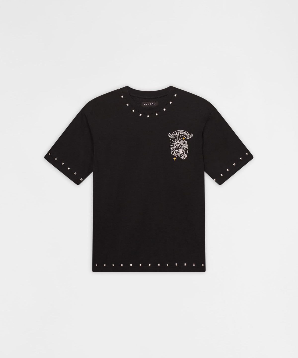First Class Embroidered Short Sleeve Tee- Black | Reason Clothing Smart Buy