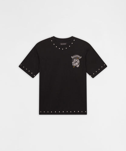 First Class Embroidered Short Sleeve Tee- Black | Reason Clothing Smart Buy